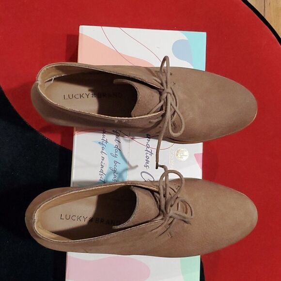 Lucky Brand Leather Wedge Junes Ankle  Boots in Tan Size 7M - Picture 4 of 13